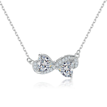 Trendy Link Chain Rhodium Plated Cubic Zircon Heart Pendant Necklace for Weddings Engagement Aniversity Proposal Promise Gifts