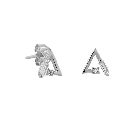 GZ8-030 Minimalist Triangle Shaped Tini Small Stud Sterling 18k Gold Jewelry Womens 925 Silver Triangle Earrings
