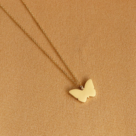 Customizable Stainless Steel 18K Gold Plated Butterfly Pendant Necklace for Girls Fashion Jewelry