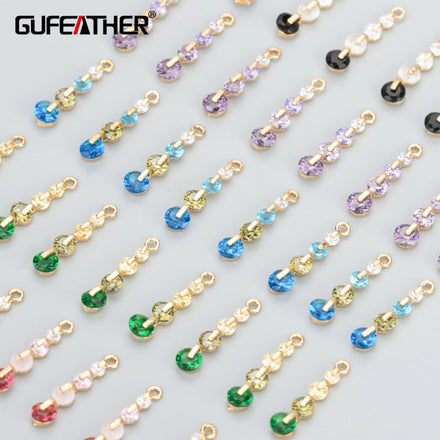 MB56 6pcs/lot Metal Jewelry Accessories 18k Gold Plated Nickel Freecopper Zircon Charms DIY Pendants