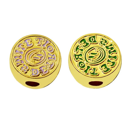 Custom Enamel Bracelet Accessory Metal Flat Beads Gold Plated Bulk Pendant for Jewelry Making
