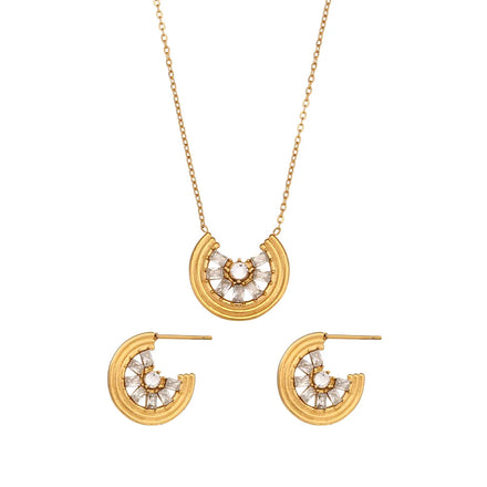 Delicate Stainless Steel Jewelry Shiny White Green Zircon Necklace Cute Lemon Pendant Necklace for Women Girls