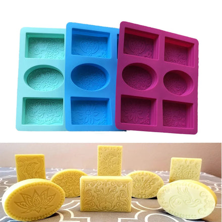 6 Holds Silica Gel Hand Soap Mold Silicone New Pattern Soap Mold Cold Making Silicone Soap Mold