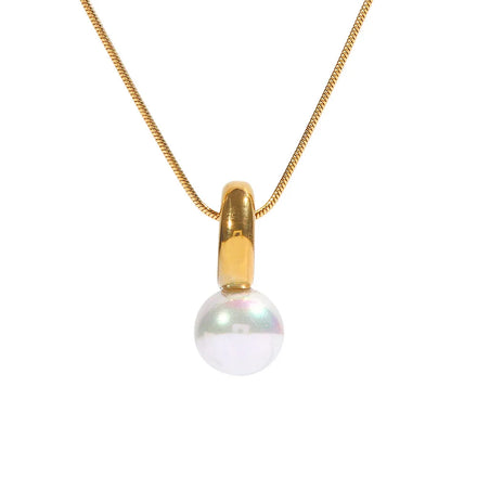 Popular French Style Pearls Necklace for Lady Tarnish Free 18K Gold Plated Stainless Steel Jewelry New Customized Pendant
