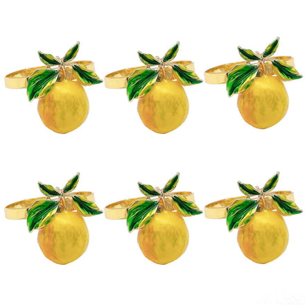 Ychon New Wedding Modern Hotel Summer Fruit Lemon Shaped Alloy Napkin Ring Table Decoration