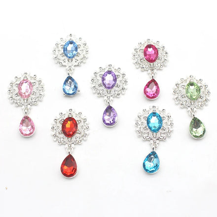 10Pcs New Flatback Brooch Pendant 25*45mm Beautiful Alloy Crystal Diy Jewelry Accessories Craft Production