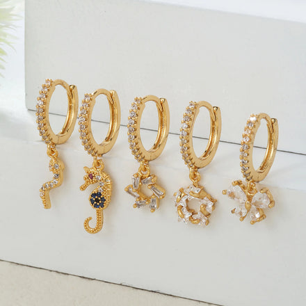 New Fashion 18k Gold Plated Cuff Earring Buckle Female Zircon Star High Grade Jewelry Flower Butterfly Dangle Earrings Huggie