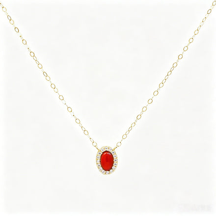 Custom Name 18K Gold Red Gemstone Necklace CZ Ziron Halo Pendant Necklace Dainty Oval Link Chain Fine Jewelry Women Link Chain