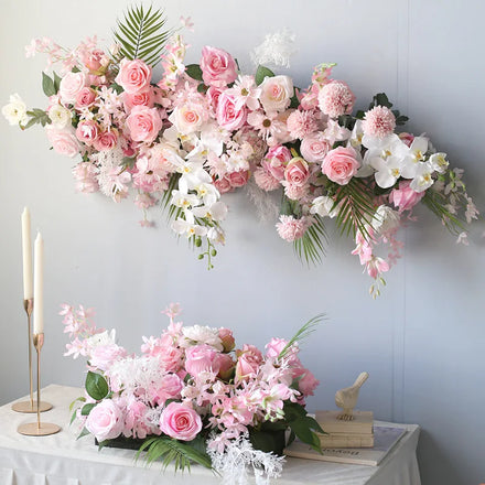 M1007 Wholesale Customized Wedding Arrangement Decoration Hanging Flower Artificial Table Runner Flower Row for Wedding Backdrop