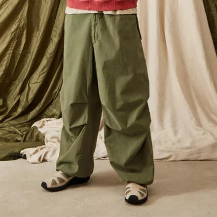 Hot Sale Manufacturer Wholesale Unisex Wide Leg Cargo Pants Custom logo Mens Solid Color Blank Cuffed Joggers Parachute Pants