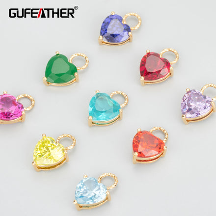 MB62 1pcs/lot 18k Gold Plated Nickel Freecopperzircon Heart Shape DIY Pendant Jewelry Accessories in Bag