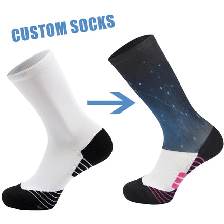 Hot Sale Unisex Polyester Sublimation Seamless Crew Sock Manufacturer Cycling Running Sports Sock 3D Quick Dry Breathable