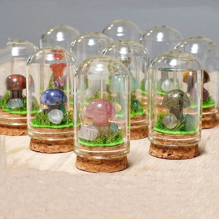 Natural Crystal Mushroom Ore Specimen Micro Landscape Children Science Holiday Gift Home Decoration Mineral Specimen Collection
