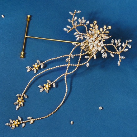Wholesale Luxury Handmade Side Hair Combs Wedding Tiara Long Hair Jewelry Bridal Rhinestone Hair Accessories