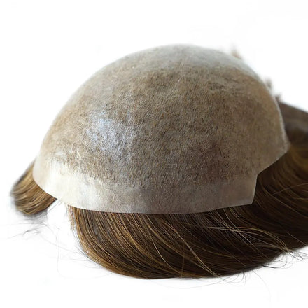7x9 Thin Skin Human Hair Toupee for Women Injected Polyskin Chinese Remy Hair Topper Chestnut Brown