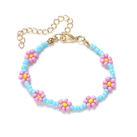 Bulk Wholesale Colorful Seed Bead Handmade Creative Friendship Bracelet DIY Beaded Daisy Chain Bracelet
