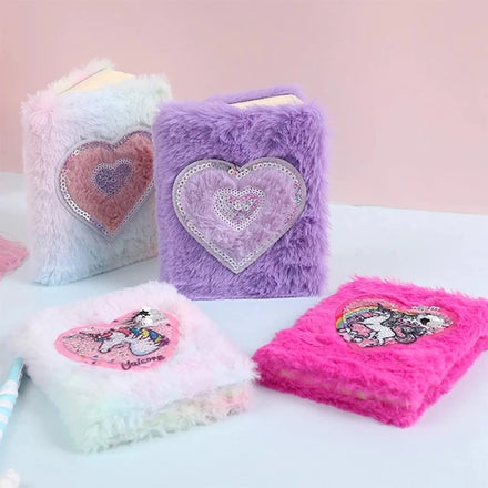 Cheap Custom Factory Professional A5 Sequin Spiral Fluffy Simple Plush Journal Notebook
