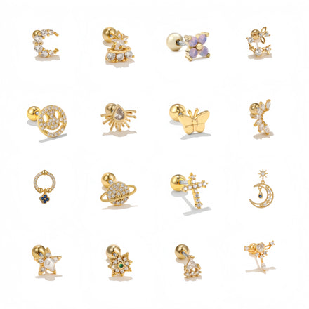 ZUOLA Piercing Body Jewelry Trendy Zircon Earrings with Durable Titanium Posts 18K Gold Plated Finish for Women