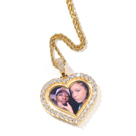 Memory Medallions Heart-Shaped Custom Photo Pendant Necklace Personalized Picture Engraved Gold/Silver Plated Anniversary Gift