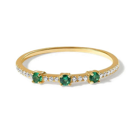 Milskye Fashion Luxury Jewelry Silver 925 18k Gold Plated Cubic Zirconia Emerald Wedding Ring