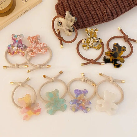 Cute Baby Girls Hair Band Bear Brown Bracelet Hair Tie Rope Ladies Hair Elastic Rubber Band for Kids Women Accessories