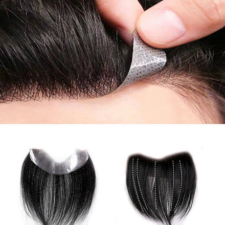 Front Hairline Patch for Men Thin Skin PU V-Loop Toupee Invisible Natural for Receding Hair Loss Easy to Wear Hairpiece