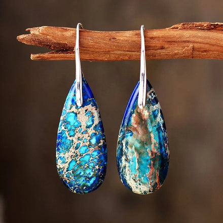 2026 New Trending Sea Sediment Jasper Chunky Hoop Earrings Natural Stone Healing Meditation Jewelry for Women Fashion Earrings