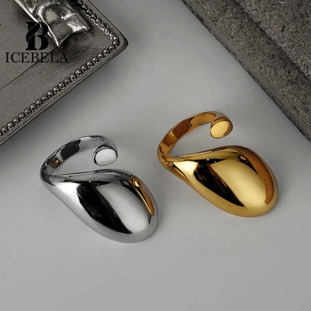 Exaggerated Minimalist 925 Sterling Silver Custom Adjustable Smooth Ring Female Geometric Index Glaze Surface Rings for Girls