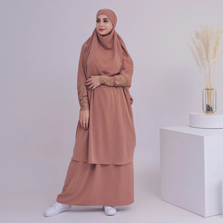 Wholesale Loriya Abaya Muslim Women Islamic Clothing Prayer Abaya Traditional Muslim Clothing 2 Piece Abaya Set