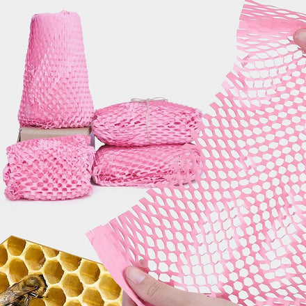 Honeycomb Protective Film 15x120ft Wood Eco Friendly Recyclable Cushion Material Pink