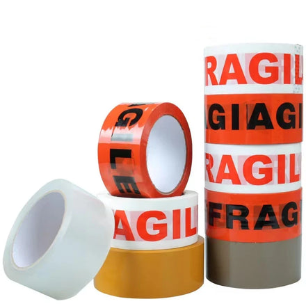 Custom Printed Logo Design Brand Strong Adhesive Single Sided BOPP Fragile Tape with Hot Melt & Pressure Sensitive Options