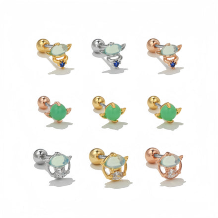 Zuola Trendy Fine Jewelry 5A Zircon Piercing Stud 18K Gold Plated Eco-friendly Brass Stainless Steel Geometric Shape Earrings