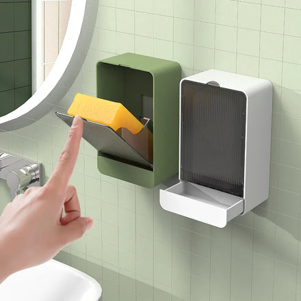 Bathroom Wall Mounted Plastic Soap Box Organizer Holder With Removable Drain Tray Waterproof Dustproof