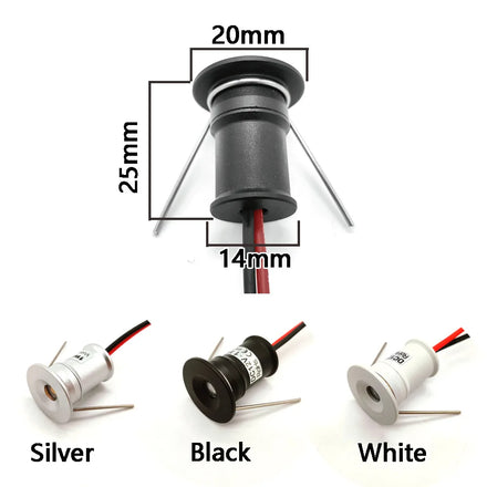 9pcs in One Set 1W Recessed Mini LED Spotlight Ceiling Focus Light Waterproof IP65 LED Cabinet Light 12V Cutout 15mm