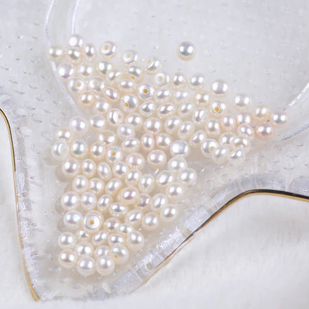 Factory Direct Freshwater Pearls 4-4.5mm Flat Pearls Beads Half Hole Button Loose Pearls Fresh Water Natural