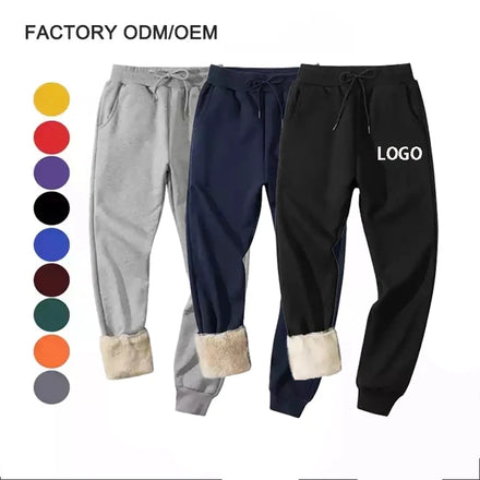 Custom logo Wool Sweatpants Men Running Sports Jogger Pants Sherpa Lined Fleece Trackpants Plus Size Mens Trousers
