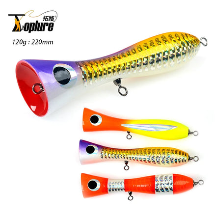 Hand Made 120g 150g Wood Trolling Fishing Lure Big Popper Saltwater/Midwater Bait for Lake & River Fishing No Hooks