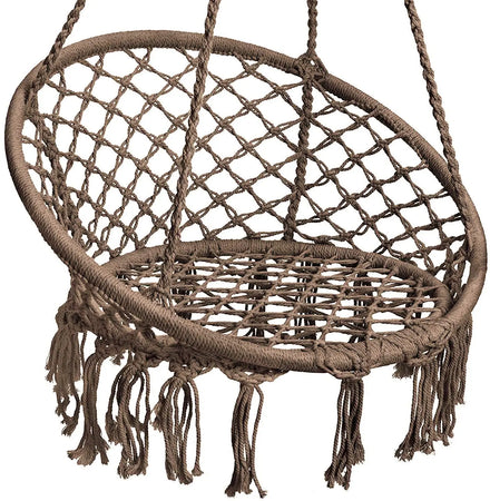 Woqi HOMFUL Outdoor Hammock Chair Swing Round Hammock Chair With Hanging Hanging Knitted Mesh Cotton Rope Macrame Swing
