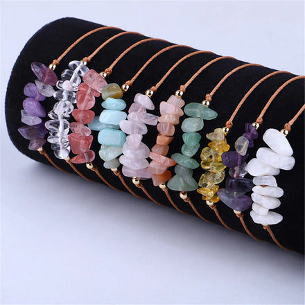 Women Crystal Bracelet Irregular Natural Handwoven Stone Boho Beach Bracelet Jewelry Gift