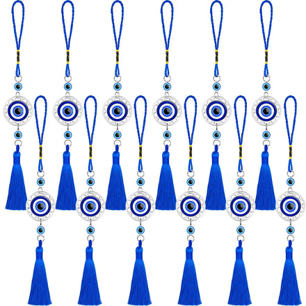 Lucky Blue Evil Eye Car Hanging Ornament Acrylic Beads Charm Pendant Tassel Rear View Mirror Accessories Protection Carabiner