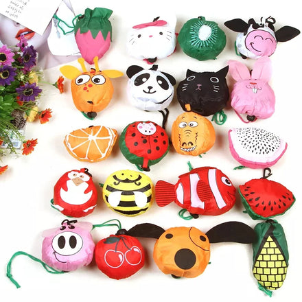 New Custom Cartoon Animal Design Waterproof Recyclable Reusable Folding Shopping Tote Bag