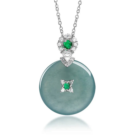 Wholesale Jadeite Blue Water Round Jade Pendant S925 Silver Inlaid Ice Necklace Jade Donut Pendant with Certificate
