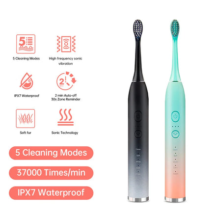 Adult USB Charging IPX7 Waterproof Sonic Electric Toothbrush 5 Modes Soft Bristles Rechargeable Smart Toothbrush Household Use