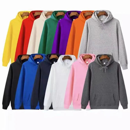 S-3XL Solid Color Custom LOGO Pullover Hoodies Side Pockets Men's and Women's Fleece Sweatshirts Plus Size Tops Clothes Men