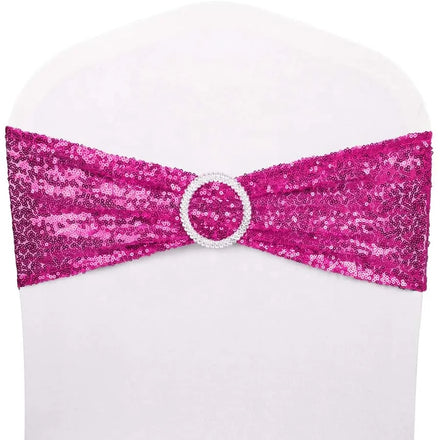 Customized Large Party Pink Champagne Luxury Sequins Wedding Decorative Chair Cover Sash