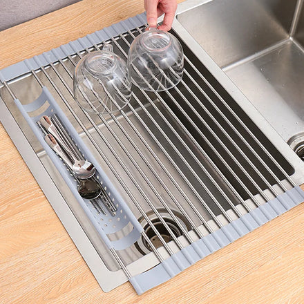 Wholesale Kitchen New Foldable Roll up Over the Sink Triangle Roll-up Dish Drying Rack for Sink Corner