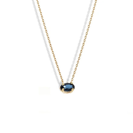 Milskye Mini Sterling Silver Handmade Jewelry 14k Gold Plated Oval Aquamarine ZIRCON Pendant Necklace