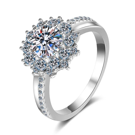 Wholesale Price Moissanite Diamond Engagement Ring 925 Sterling Silver Platinum Plated 1ct Round Cut Wedding Ring Design