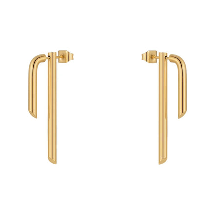 Original Design 18K Gold Plated Stainless Steel Jewelry Tube Stud Earrings Mujer Piercing for Women Gift Earrings E221443