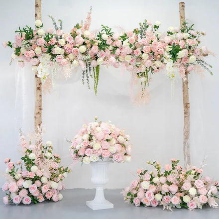 M1008 Artificial pink Flower Row Flower Row Dining Flower Table Runner Wedding Table Centerpiece Decoration
